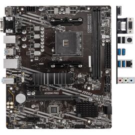  Материнская плата MSI A520M PRO, AMD A520, 2xDDR4-4600, HDMI/DP/VGA, 1xPCI-Ex16, 2xPCI-Ex1, 4xSATA3, 1xM.2, Glan, 6xUSB2.0, 6xUSB3.2, 1xPS/2 