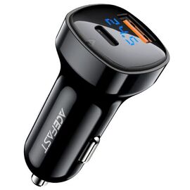  АЗУ Acefast B4 digital display 66W(USB-C+USB-A) dual port, black 