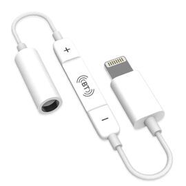  Переходник  MH020-B, Lightning - Jack 3.5, 14 см, белый, контроллер с микрофоном 