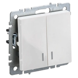  Выключатель IEK Brite ВС10-2-1-БрБ (BR-V20-1-10-K01) скрыт. 2кл. с подсветкой IP20 белый (упак.:1шт) 
